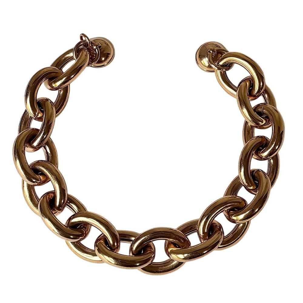 Milor Italy Rose Gold Bronze Chunky Chain Link Magnetic Bracelet